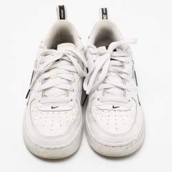 Nike White/Black Leather Nike Air Force 1 Utility Low Top Sneakers Size 38
