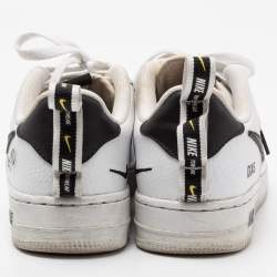 Nike White/Black Leather Nike Air Force 1 Utility Low Top Sneakers Size 38
