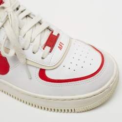 Pre Owned Nike Red/White Leather and Suede Air Force 1 Shadow Cracked Low-Top Sneakers Size 37.5