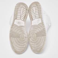 Pre Owned Air Jordans White Leather Air Jordan 1 Triple White Sneakers Size 40