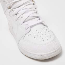 Pre Owned Air Jordans White Leather Air Jordan 1 Triple White Sneakers Size 40