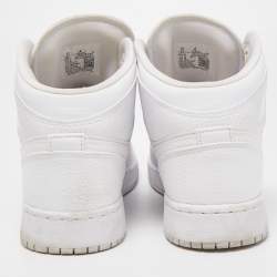 Pre Owned Air Jordans White Leather Air Jordan 1 Triple White Sneakers Size 40