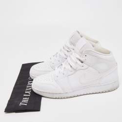 Pre Owned Air Jordans White Leather Air Jordan 1 Triple White Sneakers Size 40