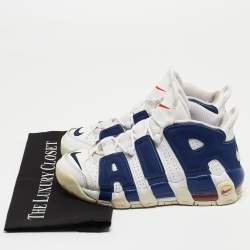 Nike Air White/Blue Leather More Uptempo Knicks Sneakers Size 38