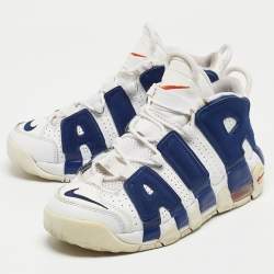 Nike Air White/Blue Leather More Uptempo Knicks Sneakers Size 38