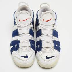 Nike Air White/Blue Leather More Uptempo Knicks Sneakers Size 38