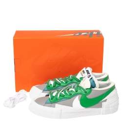 Nike X - Sacai - Blazer Grey/Green Leather Low Top Sneakers Size 38.5