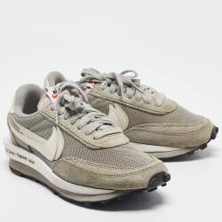 Nike x Sacai Grey /White Mesh And Suede Vaporwaffle Low Top Sneakers Size 38.5