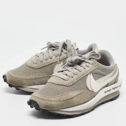 Nike x Sacai Grey /White Mesh And Suede Vaporwaffle Low Top Sneakers Size 38.5