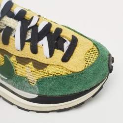 Pre Owned Nike x Sacai Multicolor Suede and Mesh Vaporwaffle Tour Yellow Stadium Green Sneakers Size 39
