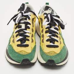 Pre Owned Nike x Sacai Multicolor Suede and Mesh Vaporwaffle Tour Yellow Stadium Green Sneakers Size 39