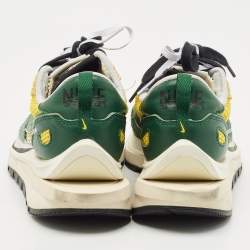 Pre Owned Nike x Sacai Multicolor Suede and Mesh Vaporwaffle Tour Yellow Stadium Green Sneakers Size 39