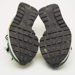 Pre Owned Nike x Sacai Multicolor Suede and Mesh Vaporwaffle Tour Yellow Stadium Green Sneakers Size 39