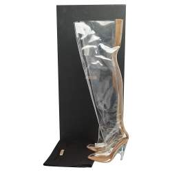Nike X Yeezy Beige PVC and Leather Over The Knee Tubular Boots Size 36