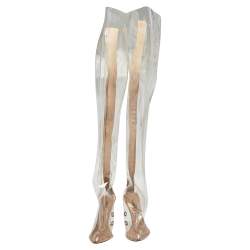 Nike X Yeezy Beige PVC and Leather Over The Knee Tubular Boots Size 36