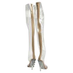 Nike X Yeezy Beige PVC and Leather Over The Knee Tubular Boots Size 36