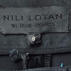 Nili Lotan Black Satin Wide-Leg Seville Pants M