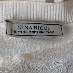 Nina Ricci Cream Striped Knit and Lace Cardigan XL