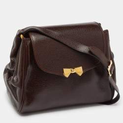 Nina Ricci Brown Leather Flap Shoulder Bag