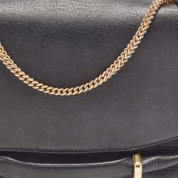 Nina Ricci Black Leather and Suede Marché Chain Shoulder Bag