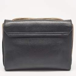 Nina Ricci Black Leather and Suede Marché Chain Shoulder Bag