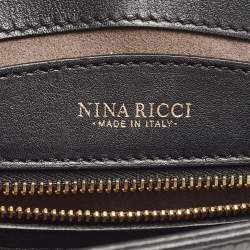 Nina Ricci Black Leather and Suede Marché Chain Shoulder Bag