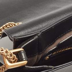 Nina Ricci Black Leather and Suede Marché Chain Shoulder Bag
