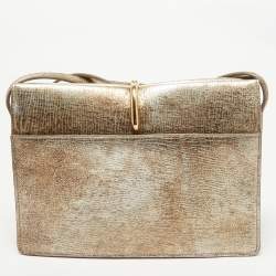 Nina Ricci Gold/Beige Leather and Suede Arc Shoulder Bag