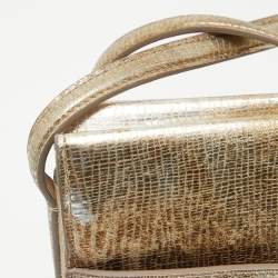 Nina Ricci Gold/Beige Leather and Suede Arc Shoulder Bag