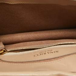 Nina Ricci Gold/Beige Leather and Suede Arc Shoulder Bag