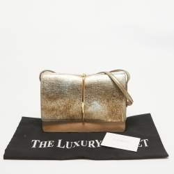 Nina Ricci Gold/Beige Leather and Suede Arc Shoulder Bag