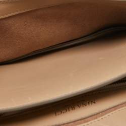 Nina Ricci Gold/Beige Leather and Suede Arc Shoulder Bag