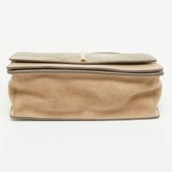 Nina Ricci Gold/Beige Leather and Suede Arc Shoulder Bag
