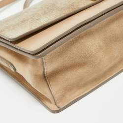 Nina Ricci Gold/Beige Leather and Suede Arc Shoulder Bag