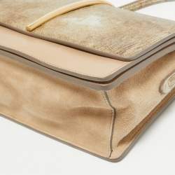Nina Ricci Gold/Beige Leather and Suede Arc Shoulder Bag