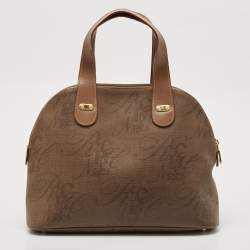 Nina Ricci Beige Printed Coated Canvas Dome Satchel