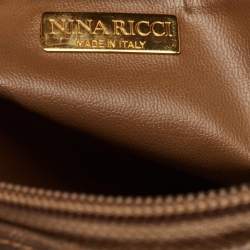 Nina Ricci Beige Printed Coated Canvas Dome Satchel