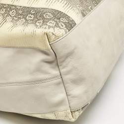 Nina Ricci Beige/Cream Leather and Lizard Ondine Cabas Tote
