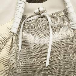 Nina Ricci Beige/Cream Leather and Lizard Ondine Cabas Tote