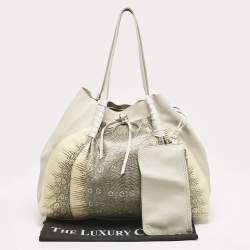 Nina Ricci Beige/Cream Leather and Lizard Ondine Cabas Tote