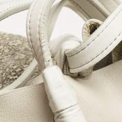 Nina Ricci Beige/Cream Leather and Lizard Ondine Cabas Tote