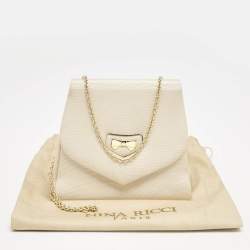 Nina Ricci Beige Fabric Bow Flap Chain Shoulder Bag