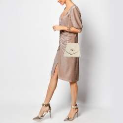 Nina Ricci Beige Fabric Bow Flap Chain Shoulder Bag