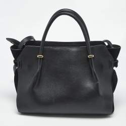 Pre Owned Nina Ricci Black Leather and Suede Medium Marche Tote