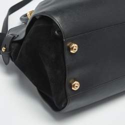 Pre Owned Nina Ricci Black Leather and Suede Medium Marche Tote