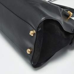 Pre Owned Nina Ricci Black Leather and Suede Medium Marche Tote