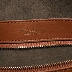 Pre Owned Nina Ricci Brown Leather Zip Boston Bag