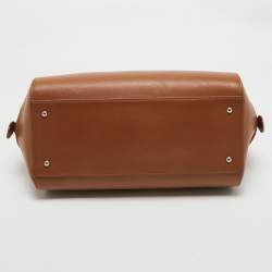 Pre Owned Nina Ricci Brown Leather Zip Boston Bag