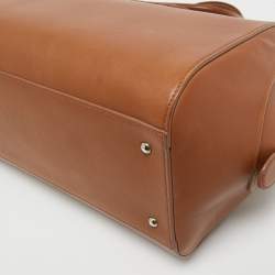 Pre Owned Nina Ricci Brown Leather Zip Boston Bag