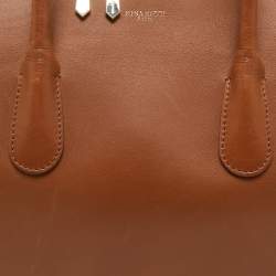 Pre Owned Nina Ricci Brown Leather Zip Boston Bag